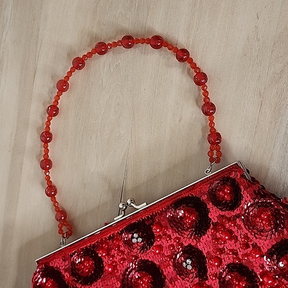 Max Mayer Red Sequined & Beaded Purse - Picture 2 of 6